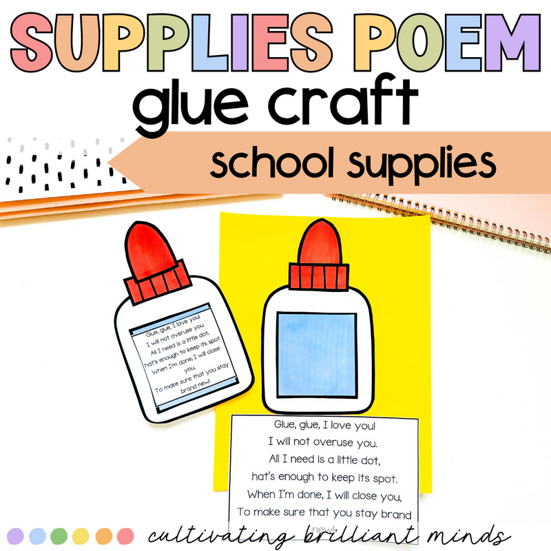 Back to School School Supply Glue Craft and Poem | How To Use School Supplies