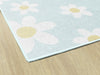White Daisies on Blue Rug | Classroom Rug | Field of Daisies | Schoolgirl Style