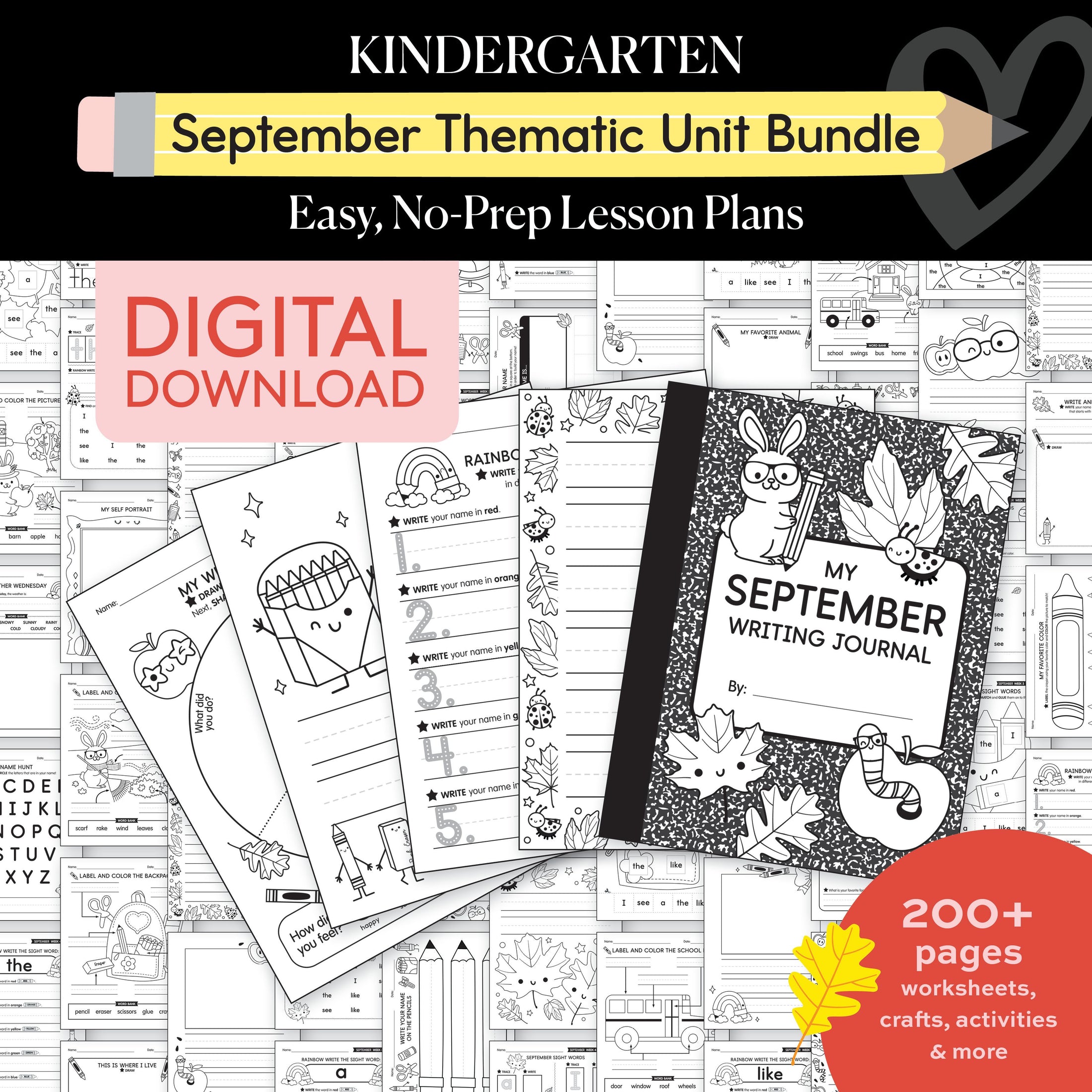Kindergarten September Thematic Unit Bundle