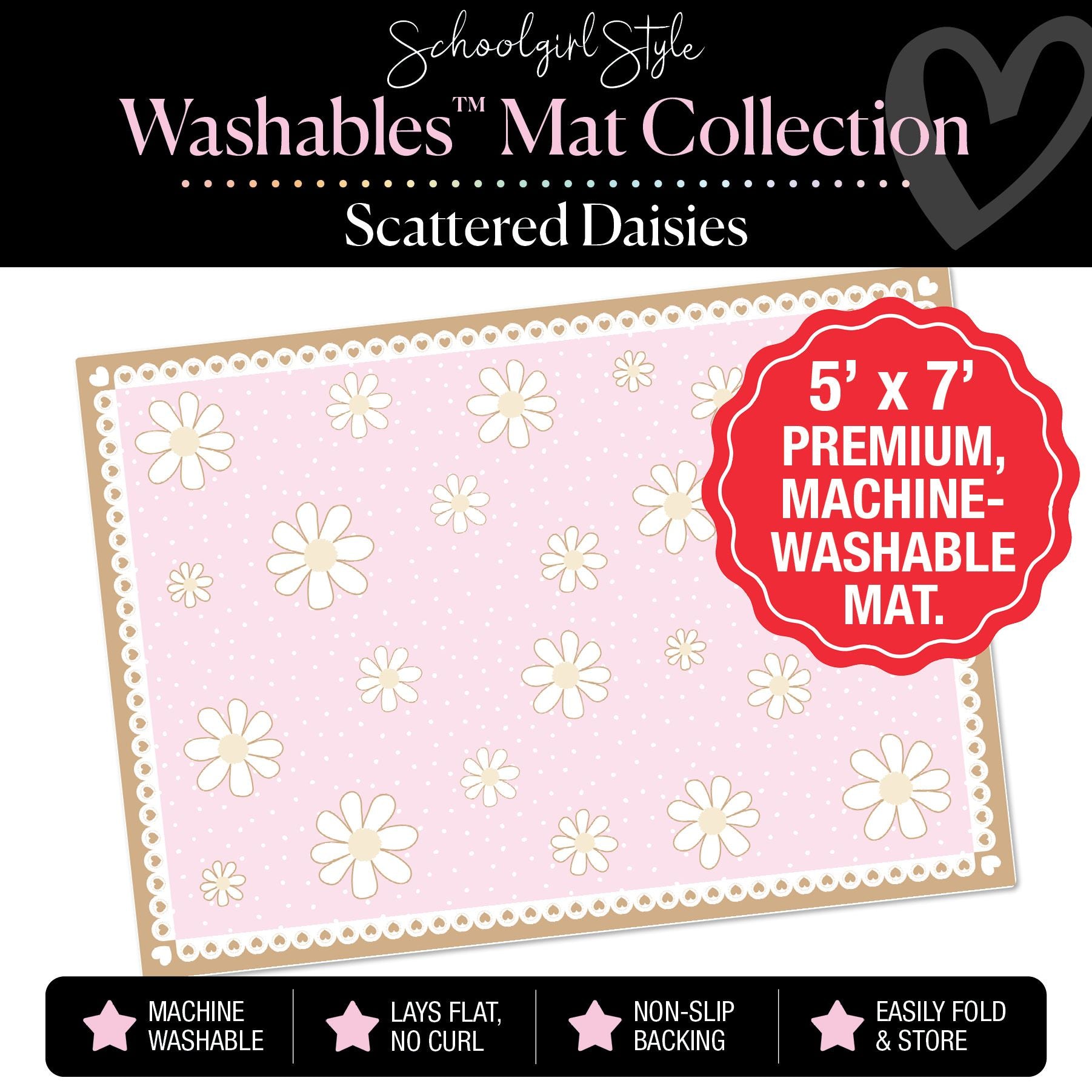 Scattered Daisies on Pink Classroom Mat by Schoolgirl Style
