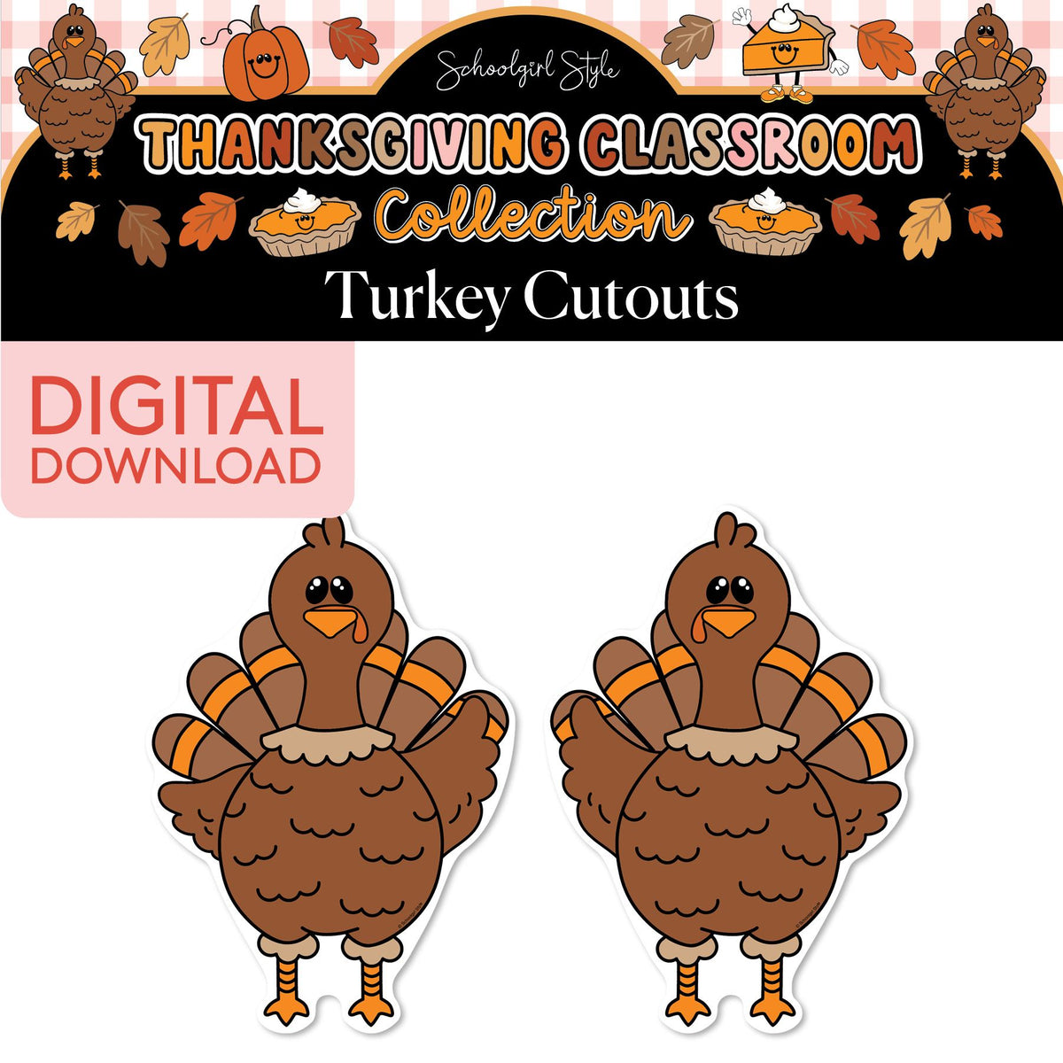 Printable Thanksgiving Turkey Cutouts | 90s Teacher