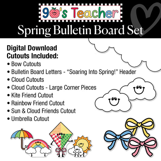 Retro Soaring Into Spring Bulletin Board Set | 90s Teacher