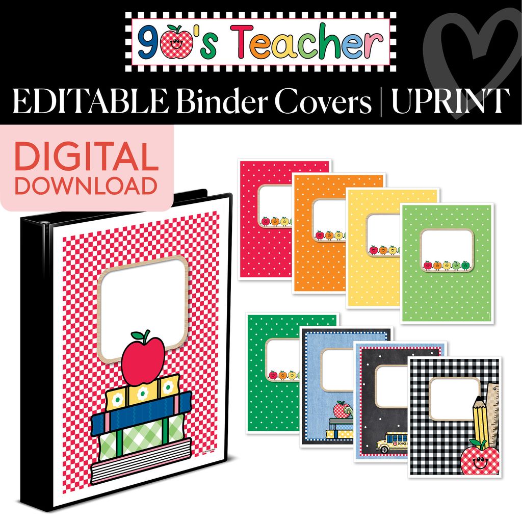 Printable Retro Editable Binder Covers | 90s Teacher