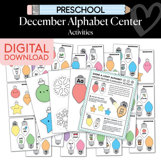 Printable Preschool December Alphabet Center Activities