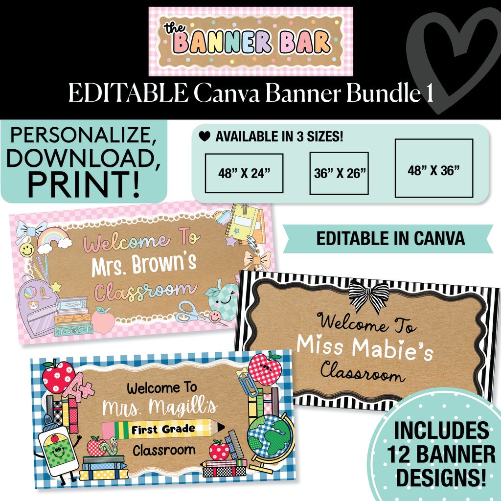 Personalized Editable Canva Kraft Style Banner Bundle 1