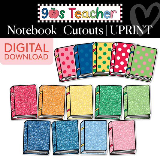 Printable Retro Notebook Cutouts | 90s Teacher