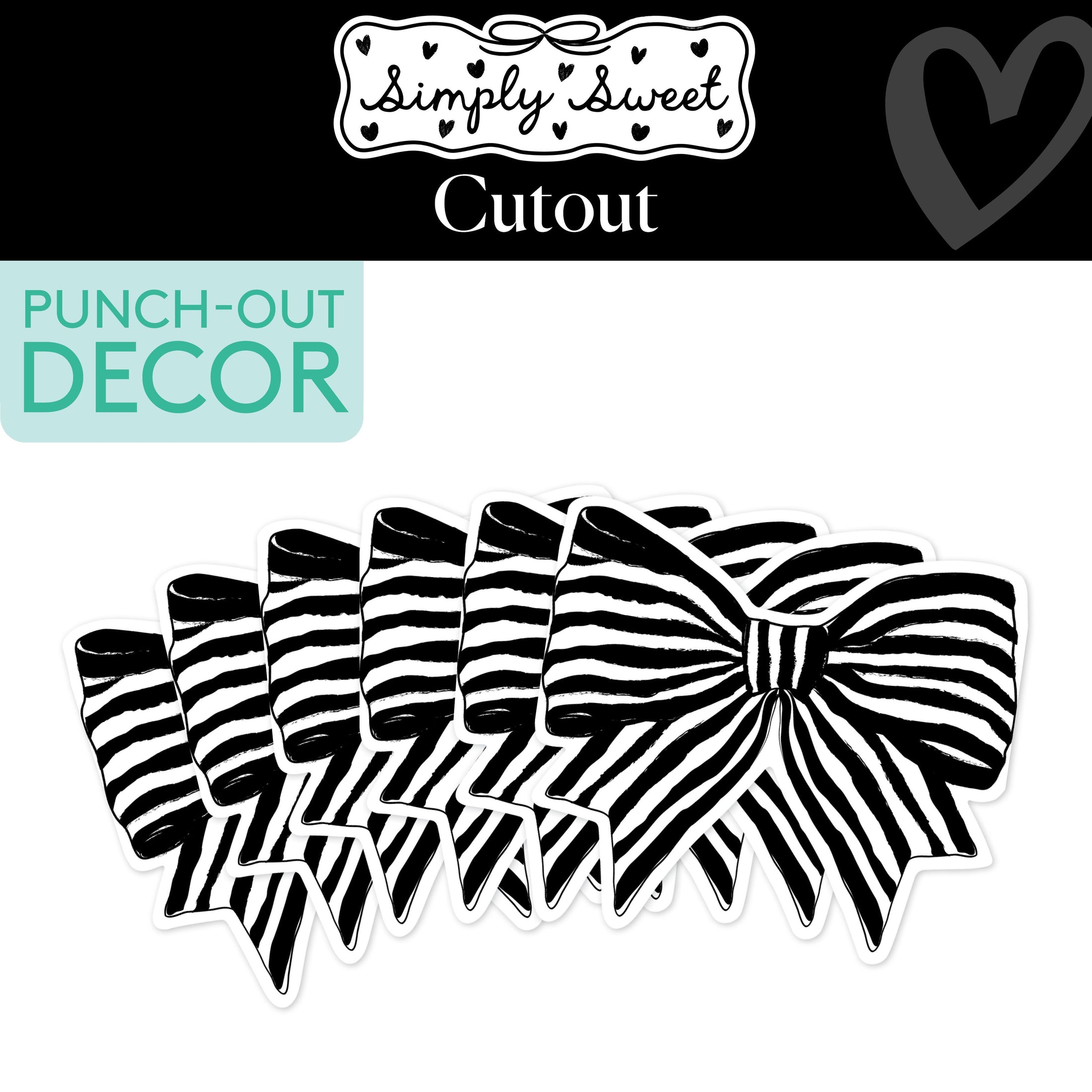 Classic Black and White Striped Bow Cutouts | Simply Sweet