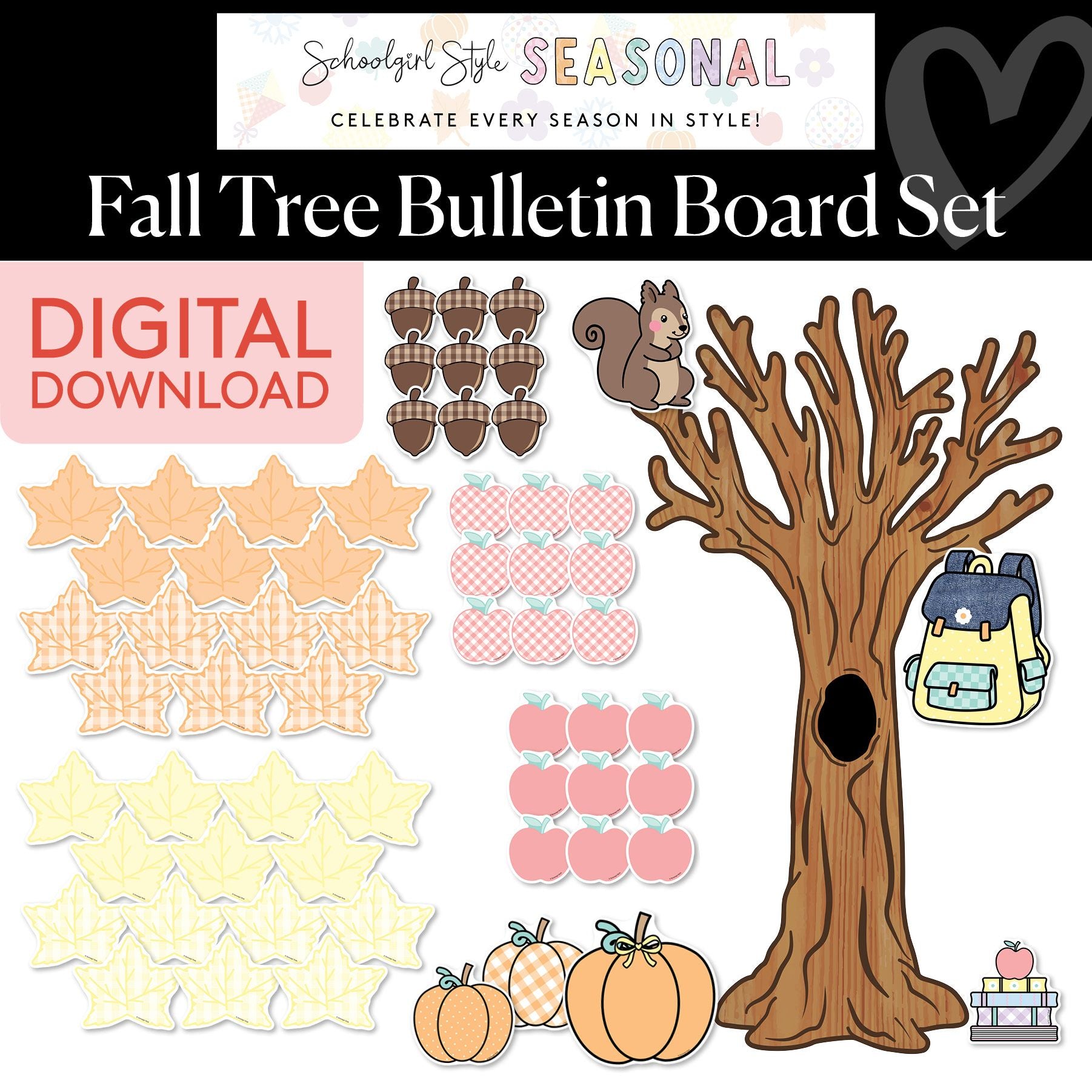 Printable Pastel Fall Tree Bulletin Board Set | A Year In Pastel