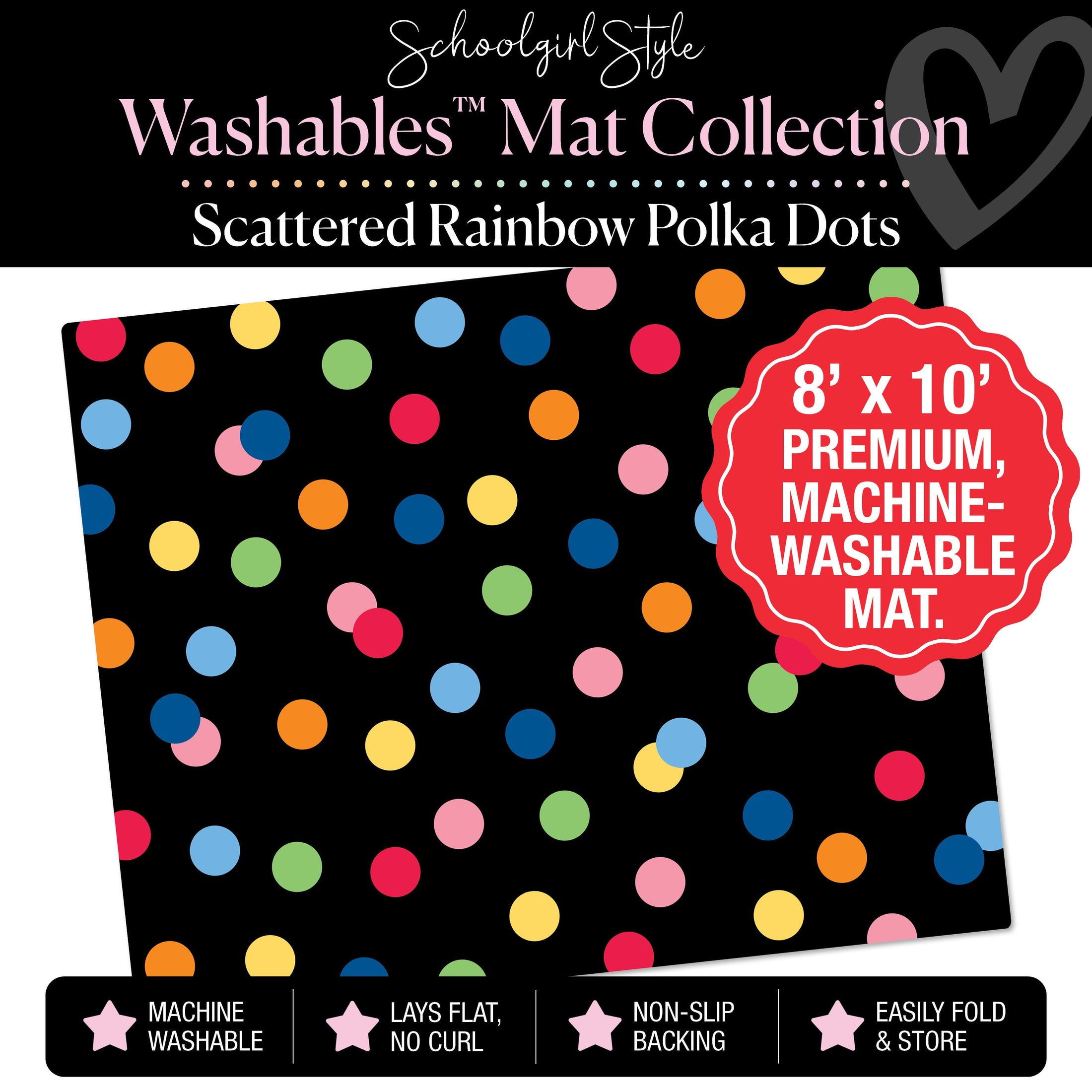 Scattered Rainbow Polka Dots Classroom Mat by Schoolgirl Style
