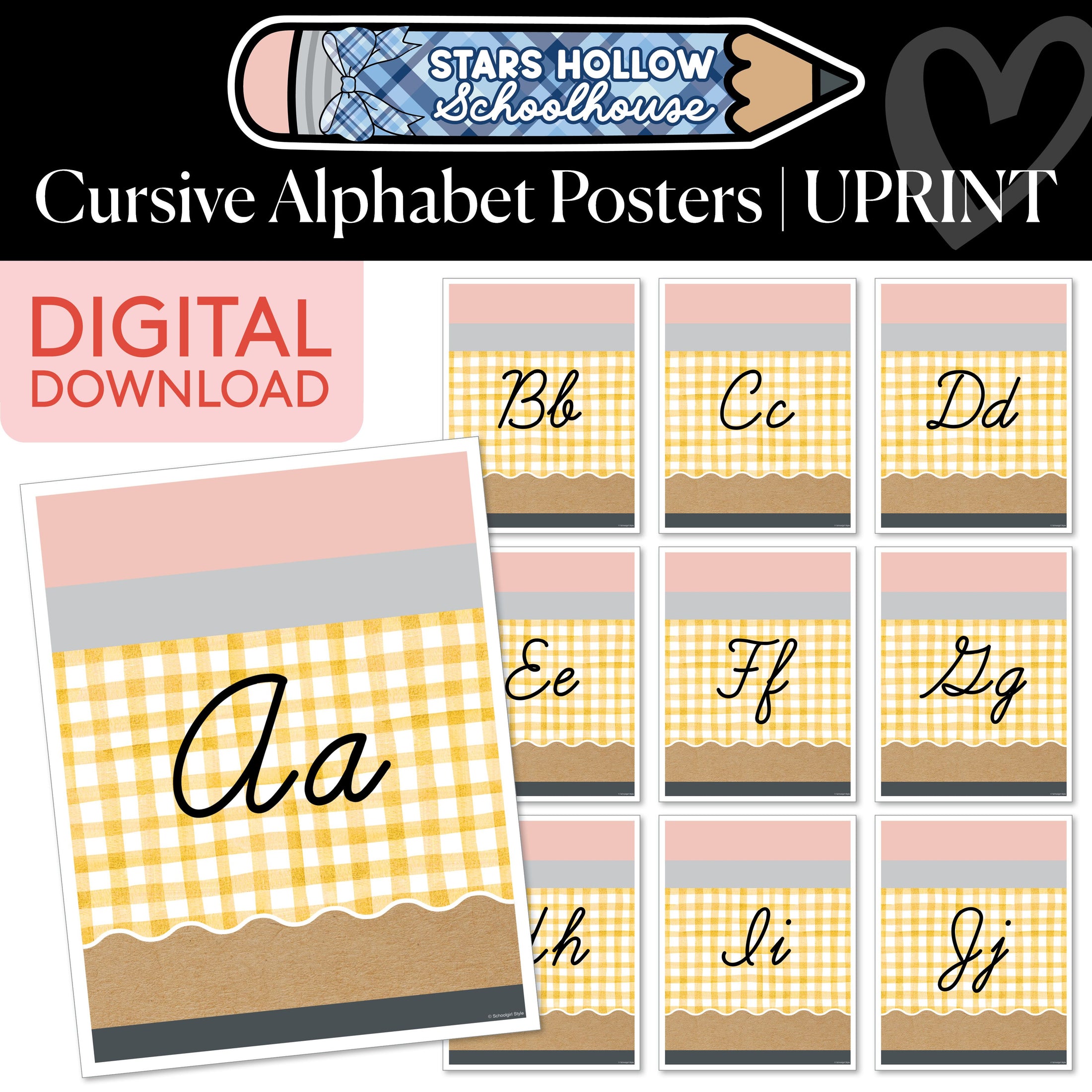 Printable Cozy Cursive Alphabet Posters | School in Stars Hollow