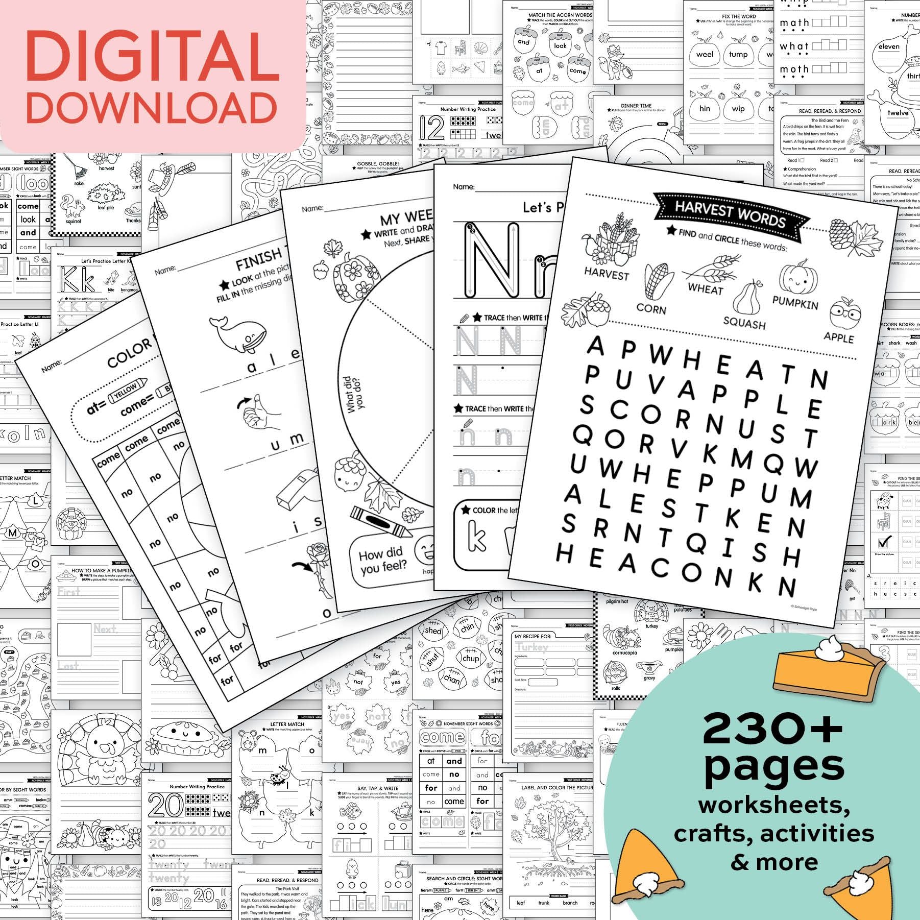 Printable First Grade November Thematic Unit Bundle