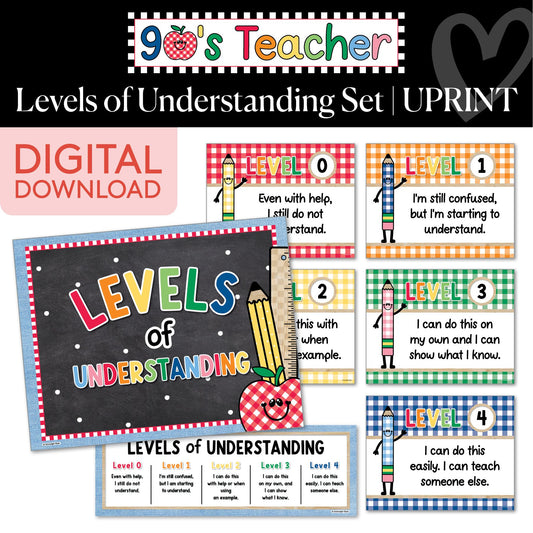 Printable Retro Levels of Understanding Set | 90s Teacher
