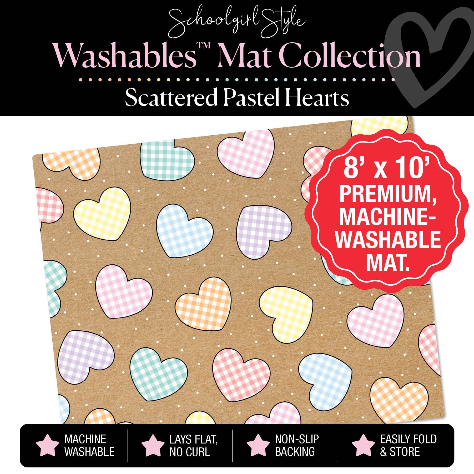 Scattered Pastel Hearts Classroom Mat by Schoolgirl Style