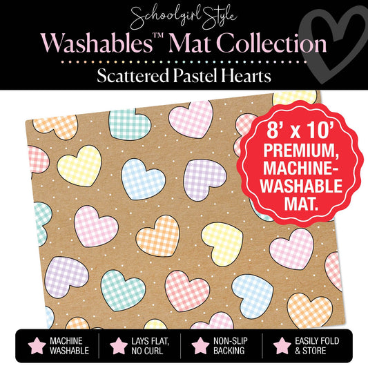 Scattered Pastel Hearts Classroom Mat by Schoolgirl Style