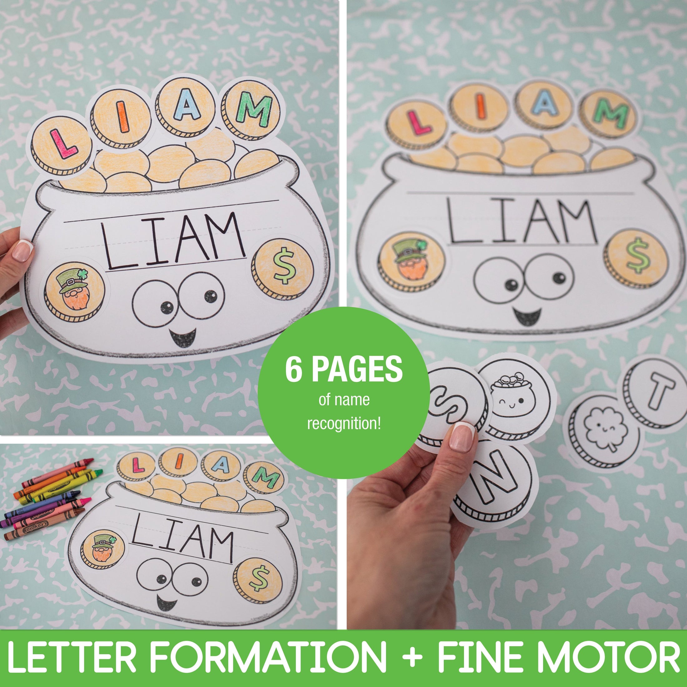 Printable March Pot of Gold Name Writing Craftivity