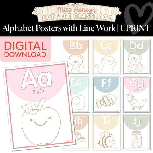 Printable Calming Alphabet Posters with Line Work | Miss Honey's Cottage Classroom