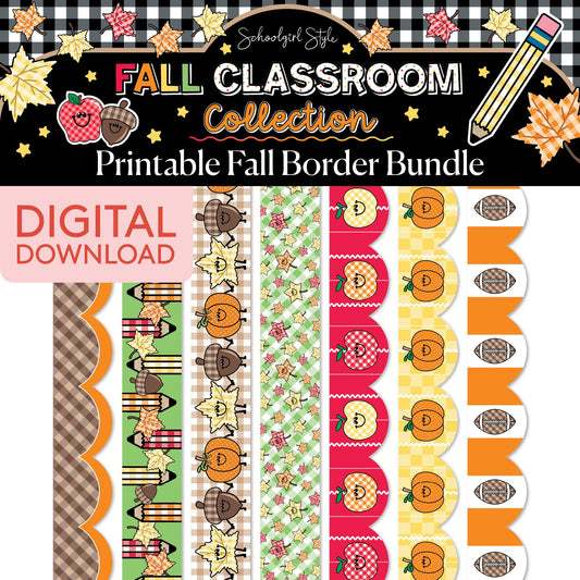 Printable Fall Border Bundle | 90s Teacher