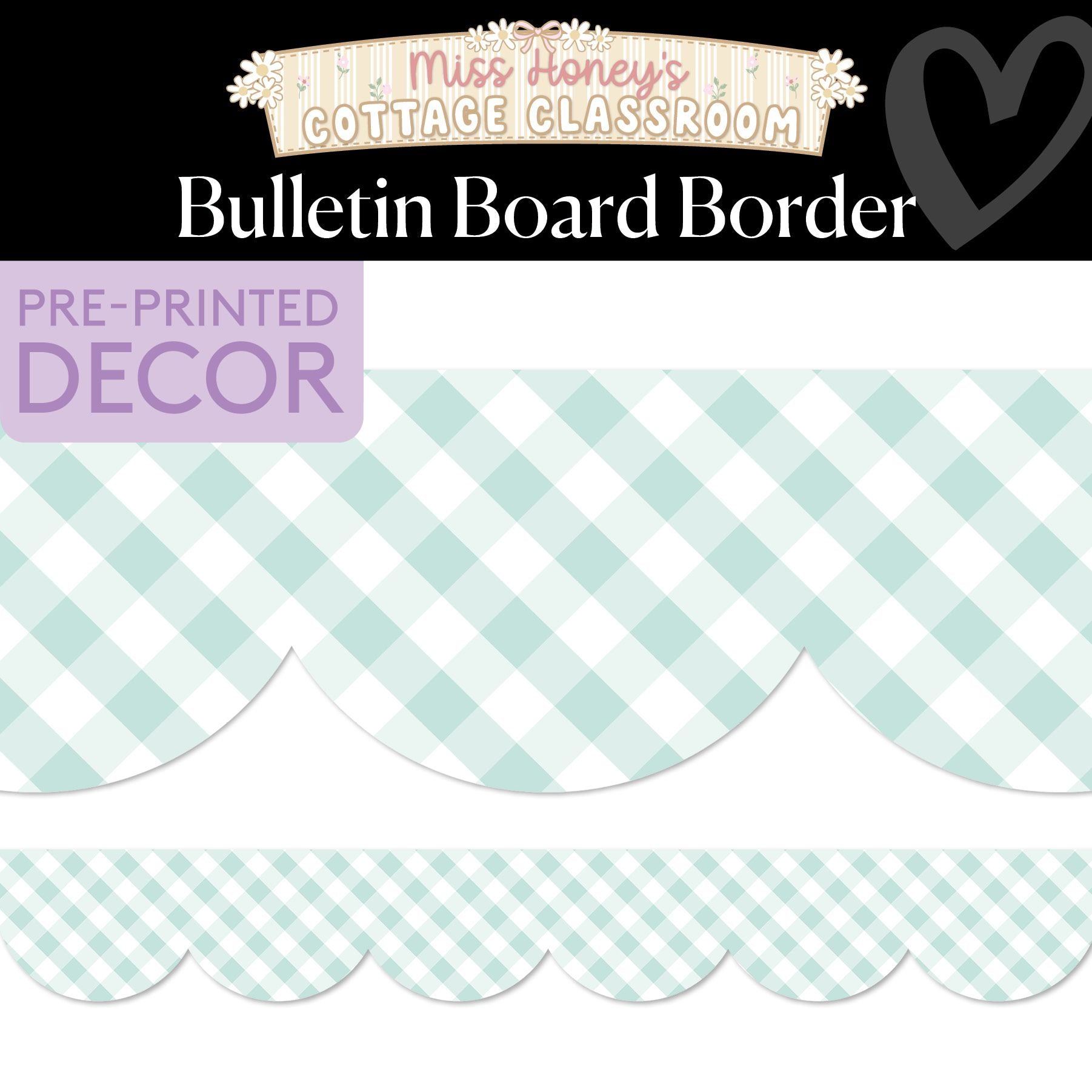 Morning Light Gingham Bulletin Board Border | Miss Honey's Cottage Classroom