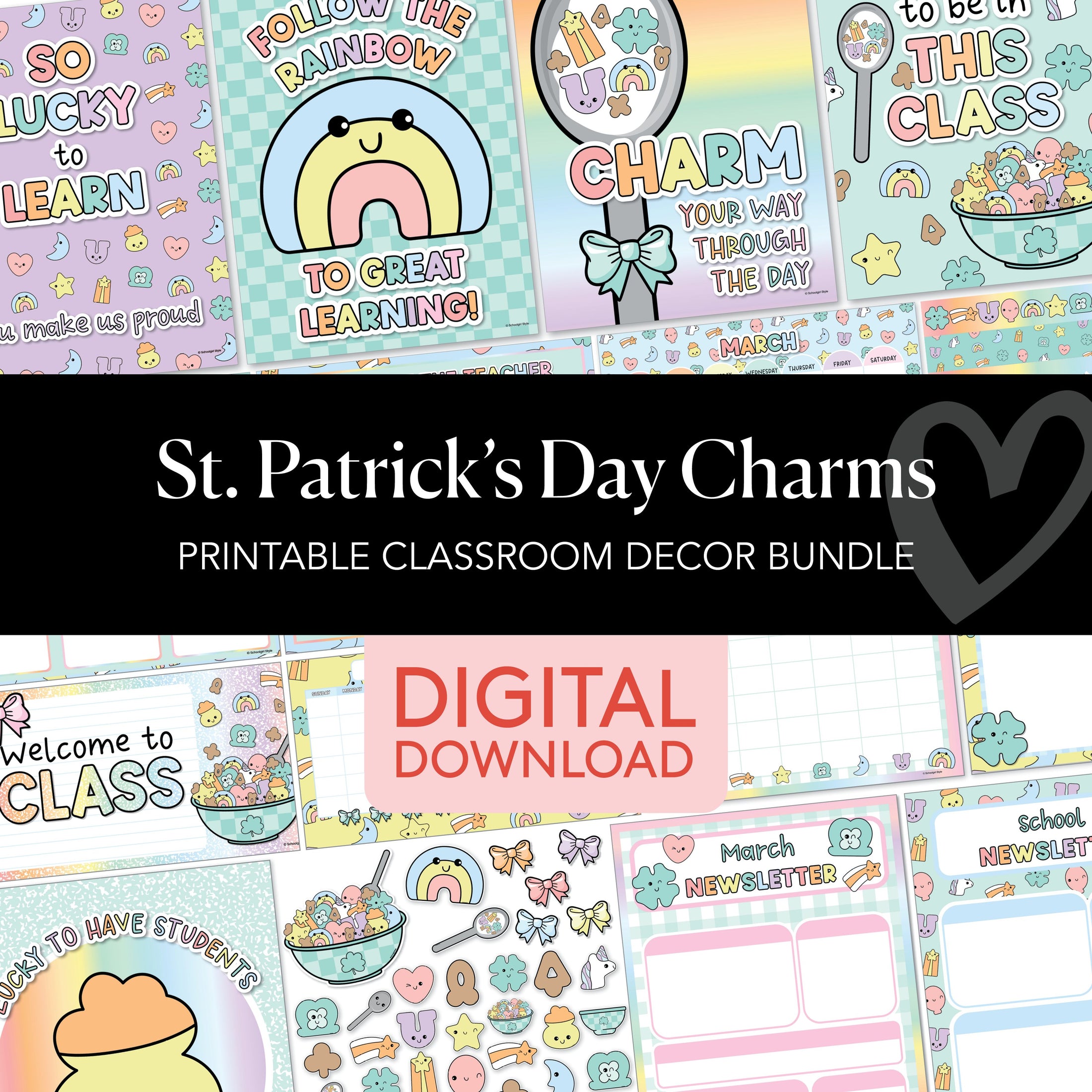 Printable March Classroom Decor Bundle | St. Patrick's Day Charms