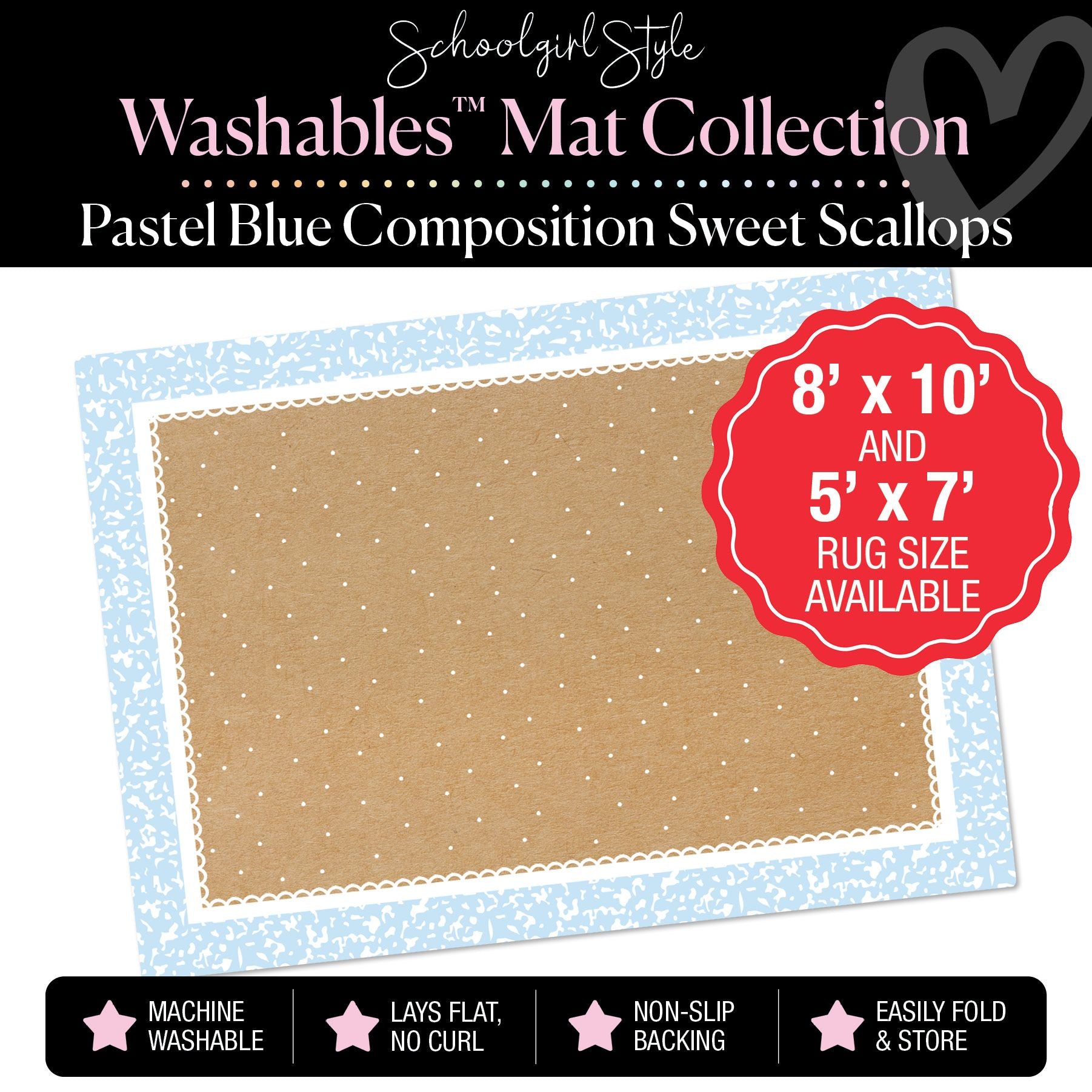 Pastel Blue Composition with Sweet Scallops Classroom Mat by Schoolgirl Style