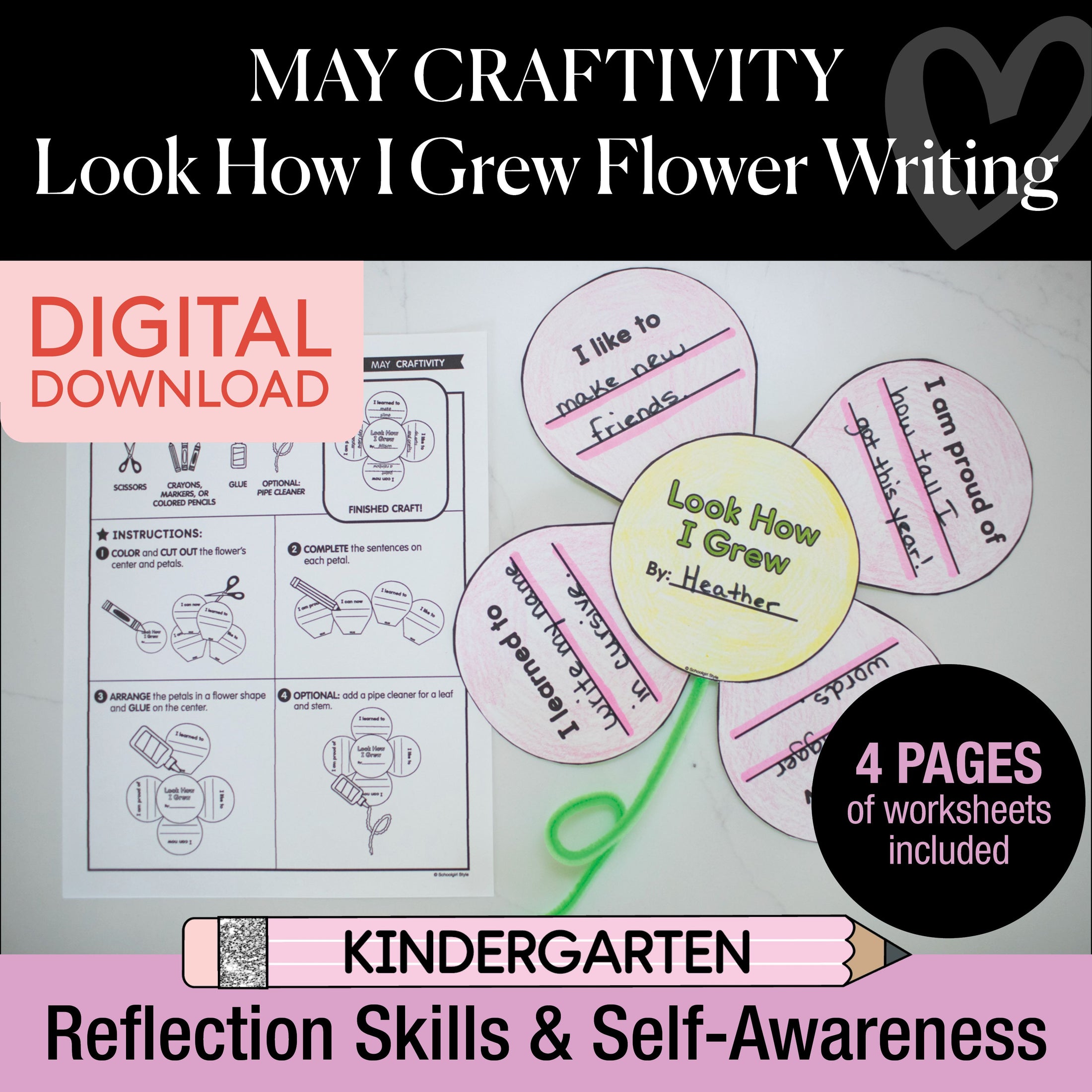 Printable May Look How I Grew Flower Writing Craftivity