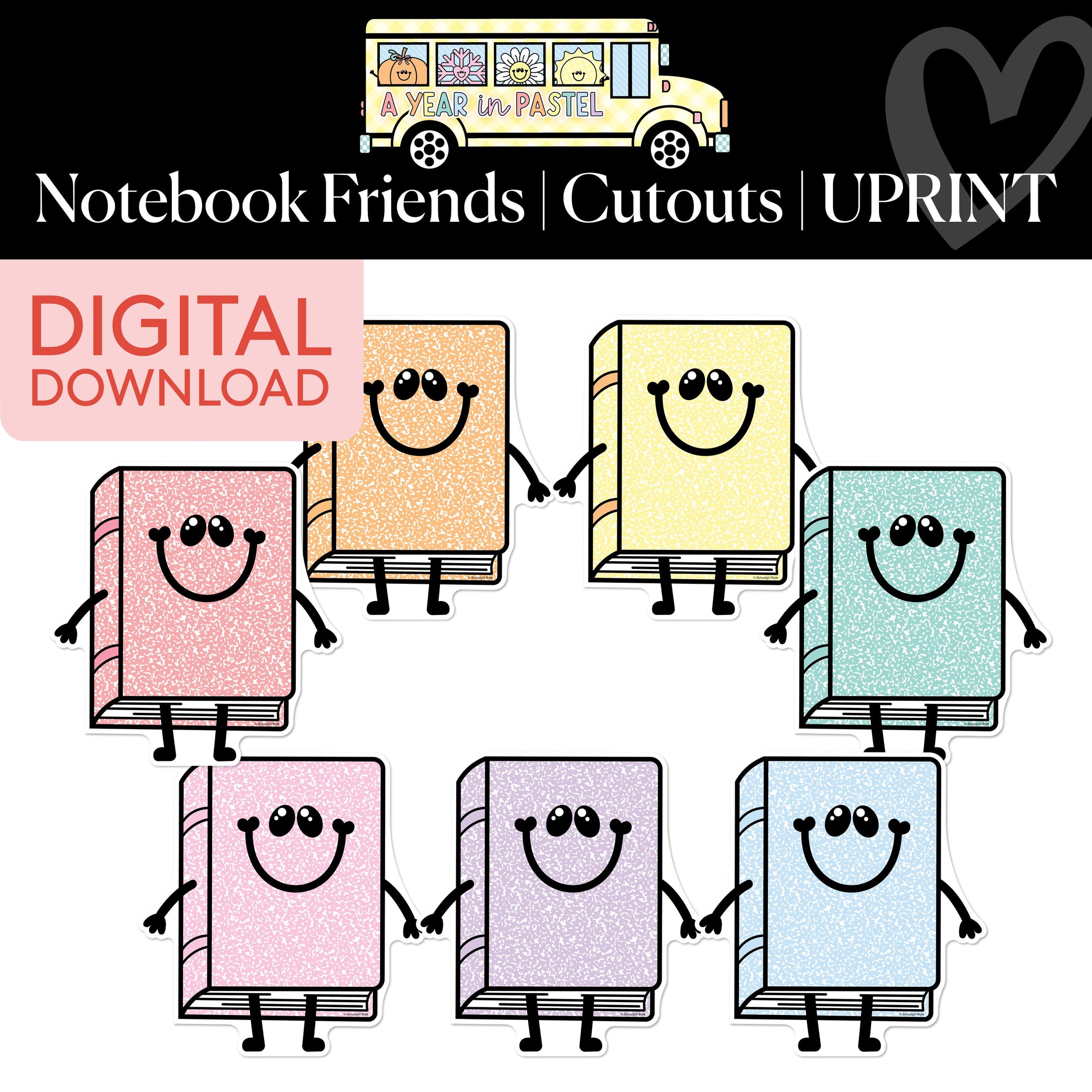 Printable Notebook Friends Cutouts | A Year In Pastel