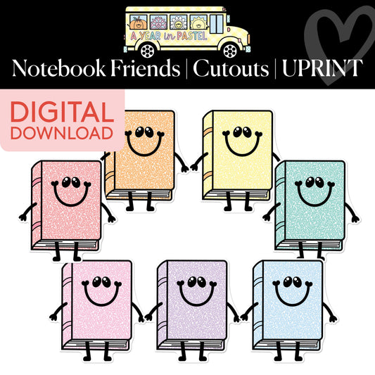 Printable Notebook Friends Cutouts | A Year In Pastel