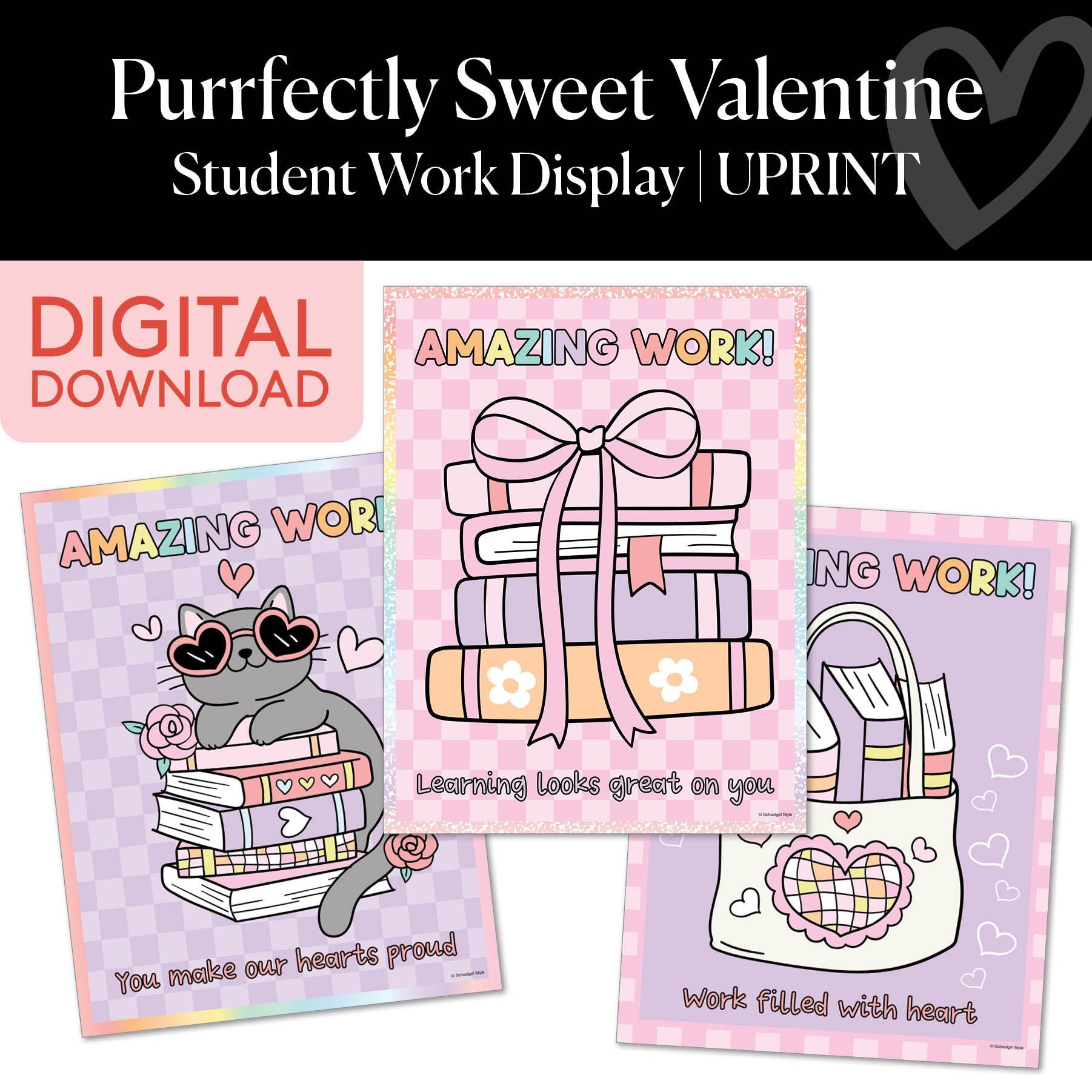 Printable Valentines Student Work Display | Purrfectly Sweet Valentine