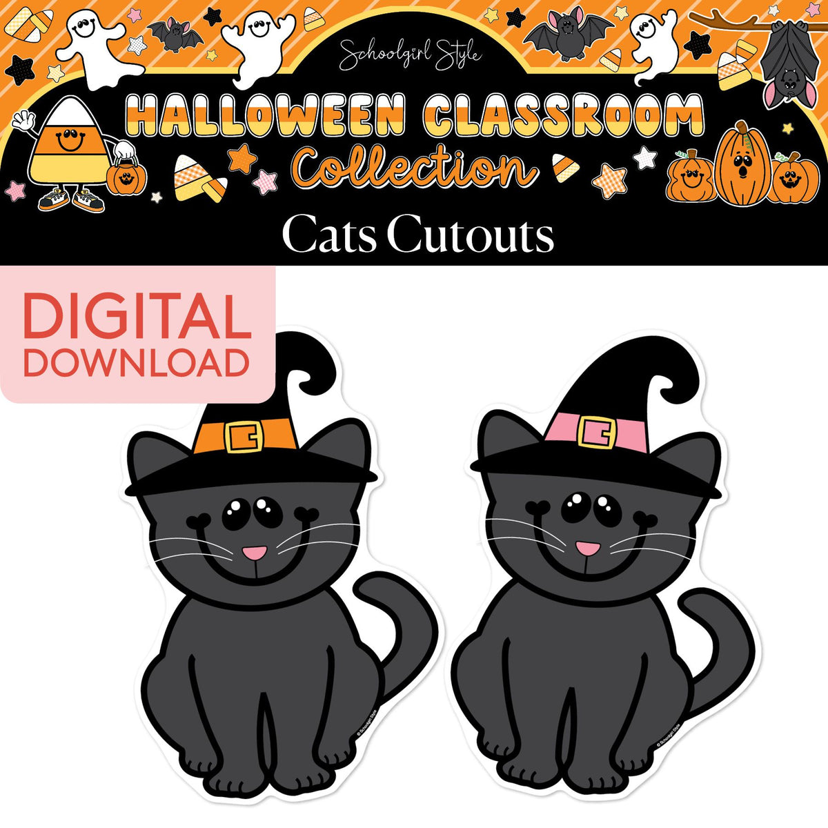 Printable Halloween Cats Cutouts | 90s Teacher