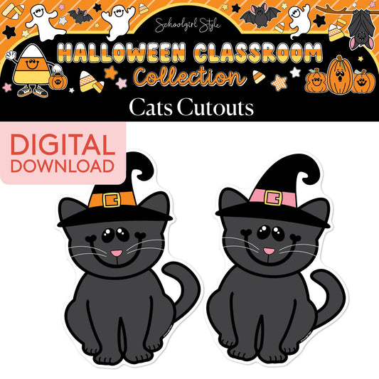 Printable Halloween Cats Cutouts | 90s Teacher