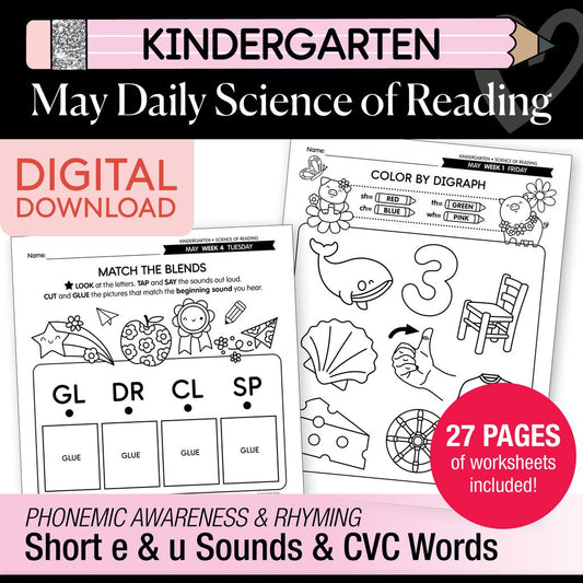 Printable Kindergarten May Daily Science of Reading