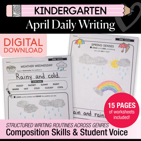 Printable Kindergarten April Daily Writing
