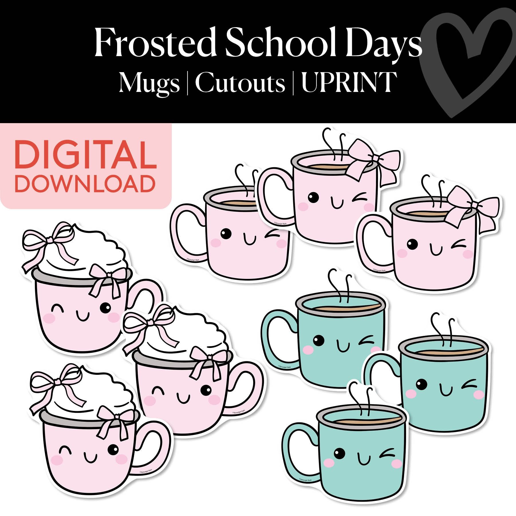 Printable Christmas Mugs Cutouts | Frosted School Days