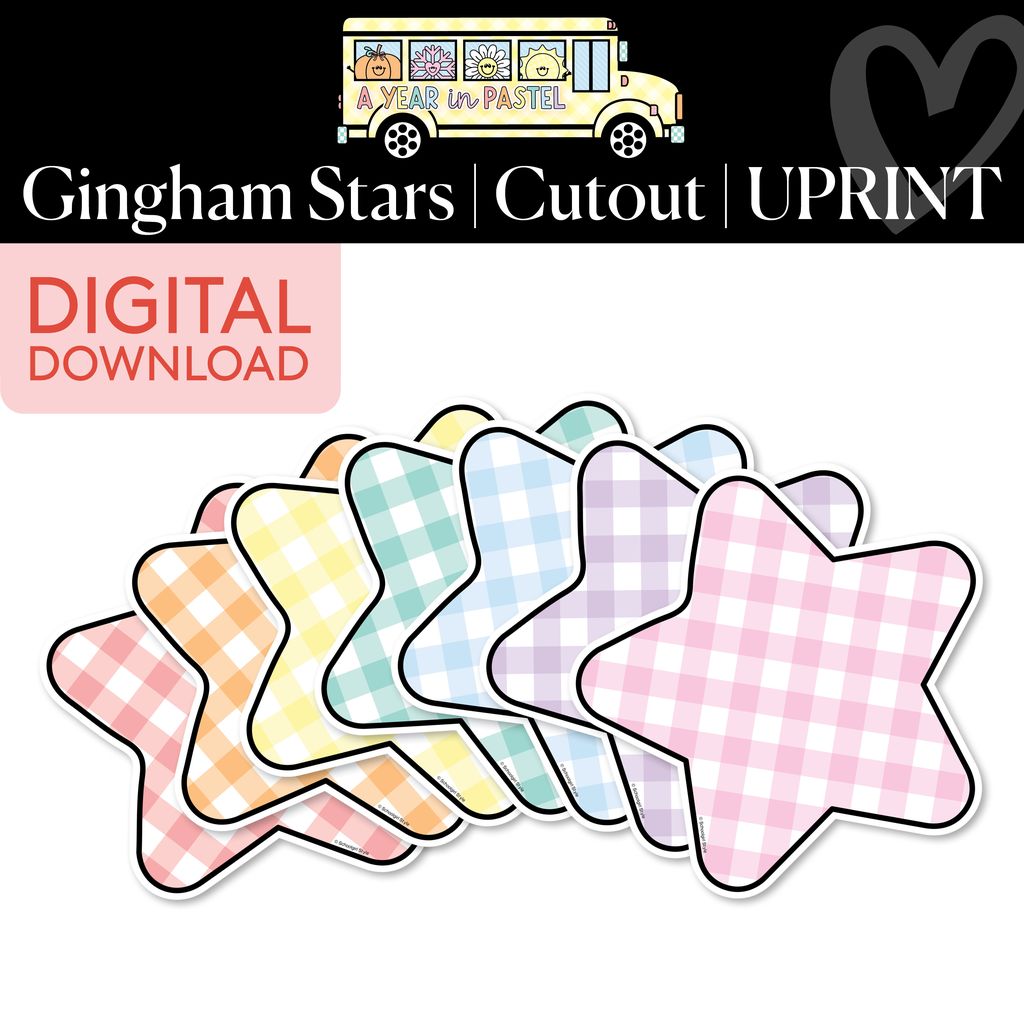 Printable Gingham Stars Cutouts | A Year In Pastel