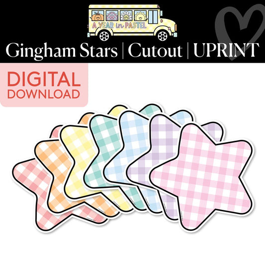 Printable Gingham Stars Cutouts | A Year In Pastel