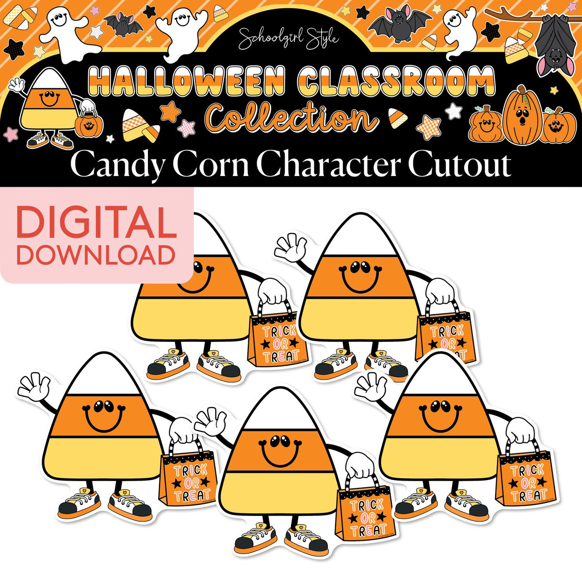Printable Halloween Candy Corn Character Cutouts | 90s Teacher
