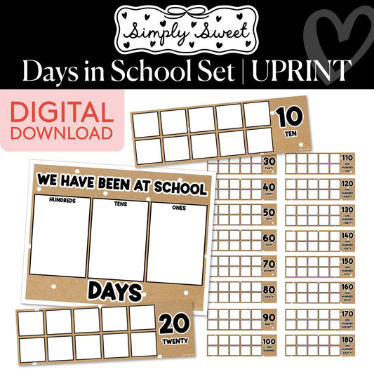 Printable Classic Black and White Days in School Set | Simply Sweet