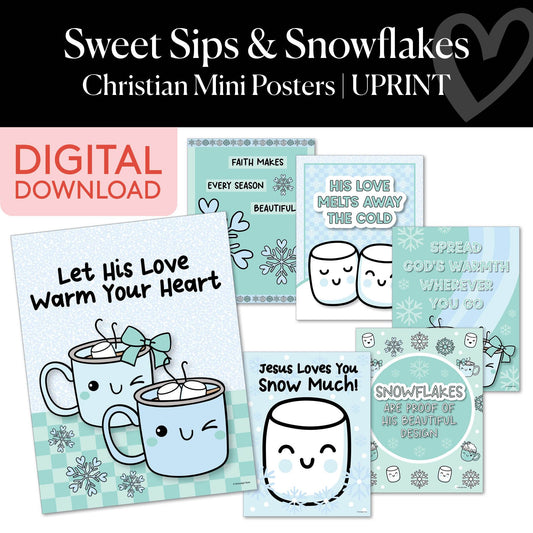 Printable Winter Christian Mini Posters | Sweet Sips and Snowflakes
