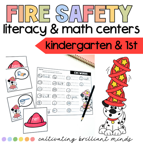 Fire Safety Literacy & Math Centers | October | Kindergarten 1st | Thematic Unit