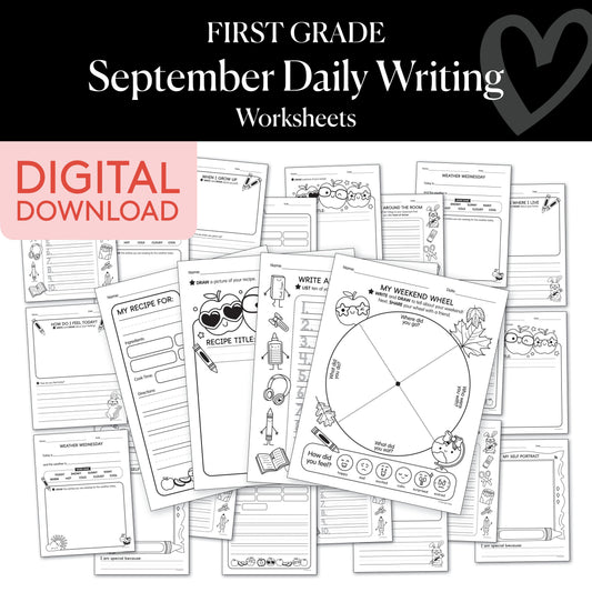 First Grade September Daily Writing Worksheets
