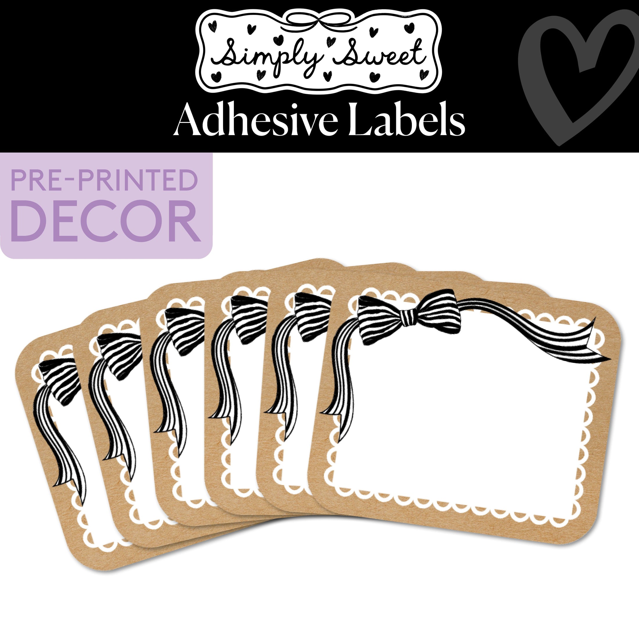 Classic Black and White Adhesive Labels | Simply Sweet