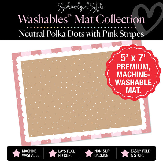 Tiny Dots Banner Backdrop with Pink Stripe Border Classroom Mat by Schoolgirl Style