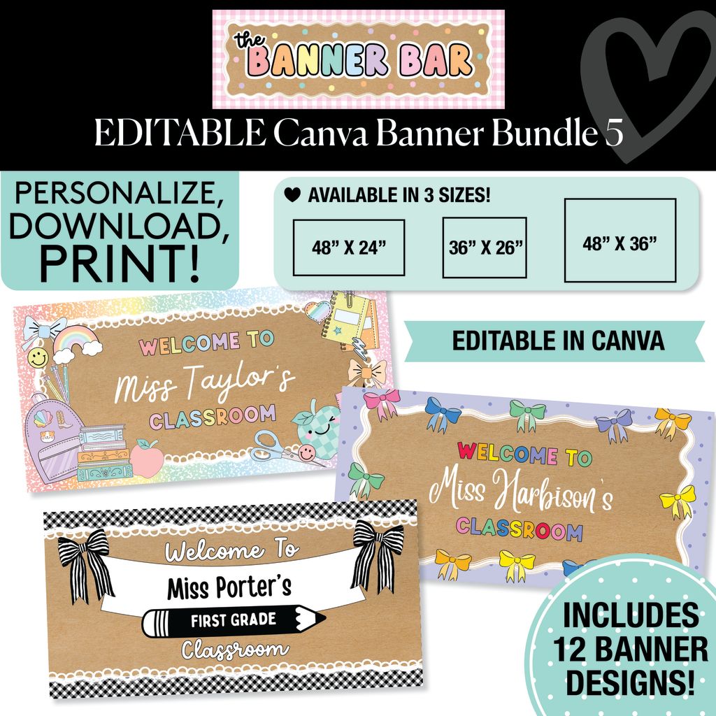 Personalized Editable Canva Kraft Style Banner Bundle 5