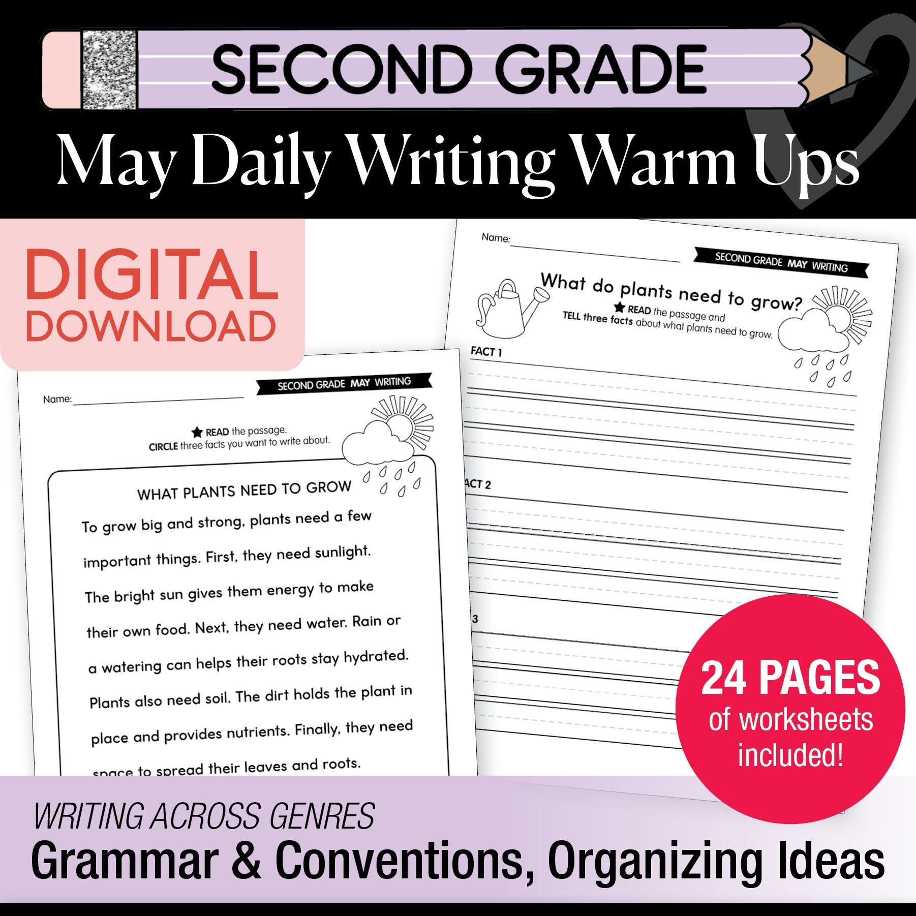 Printable Second Grade May Daily Writing Warm Ups
