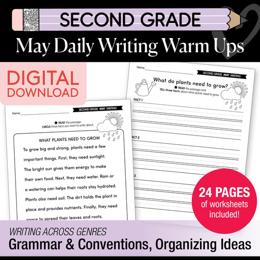 Printable Second Grade May Daily Writing Warm Ups