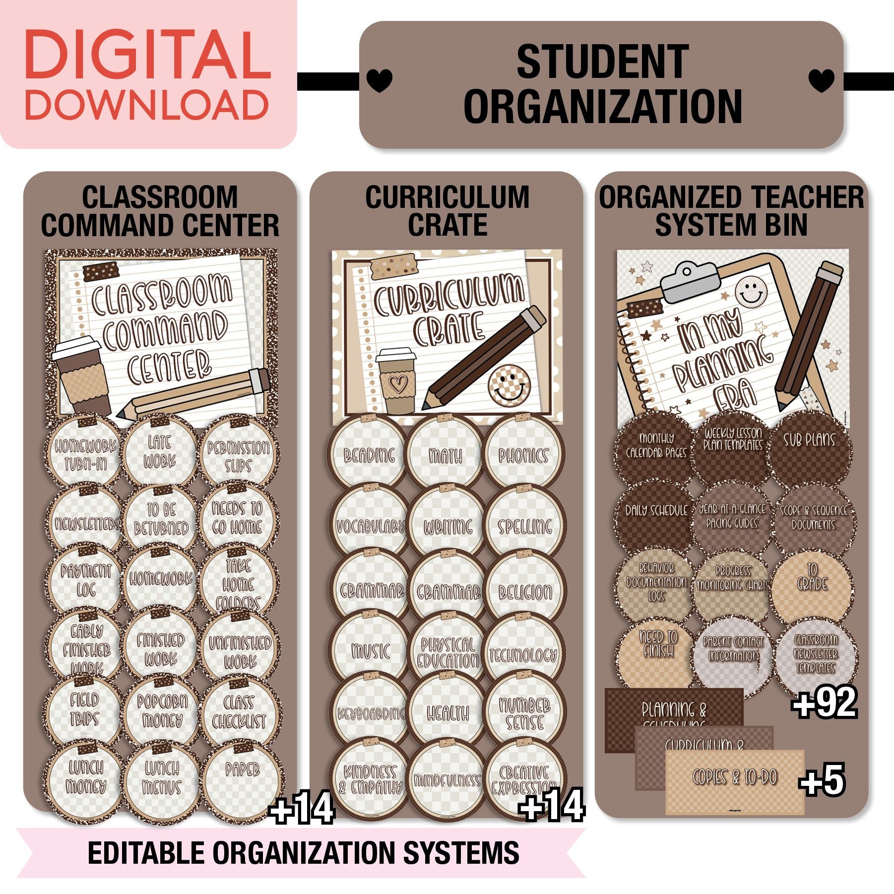 Printable Ultimate Neutral Classroom Management and Organization Bundle