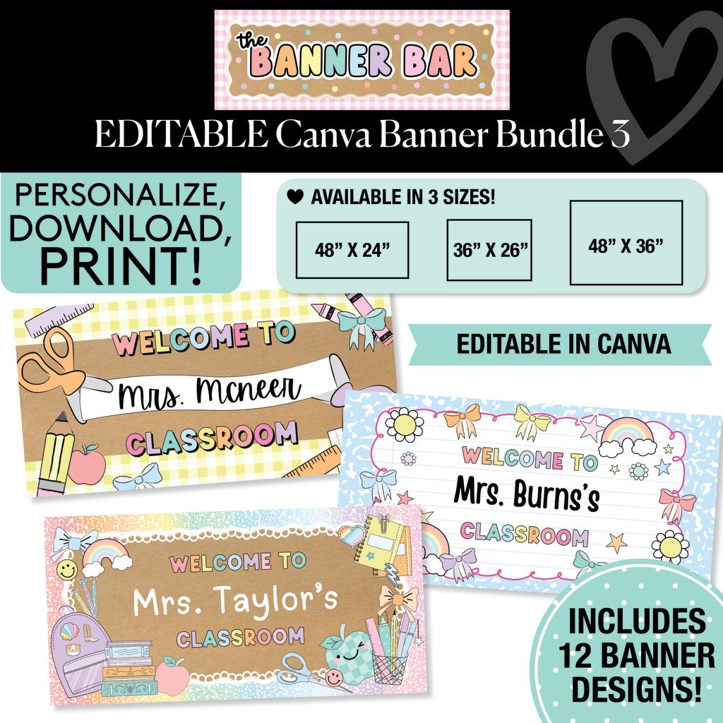 Personalized Editable Canva Kraft Style Banner Bundle 3