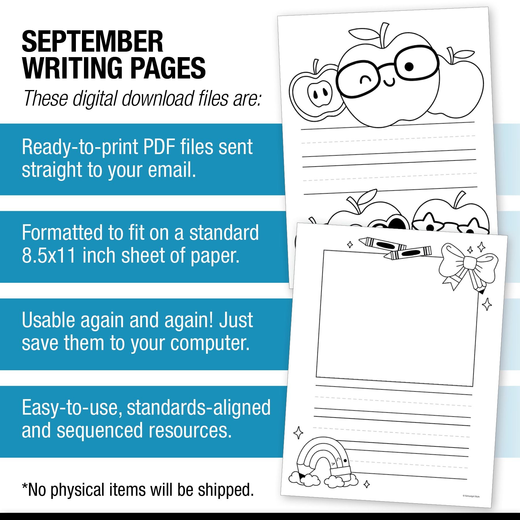 September Writing Pages
