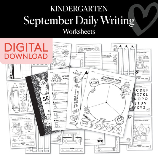 Kindergarten September Writing Worksheets