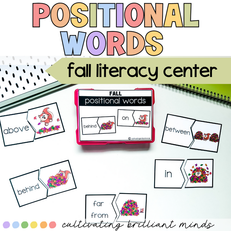 Fall Positional Words | Grammar | Literacy Center | Prepositions | Autumn